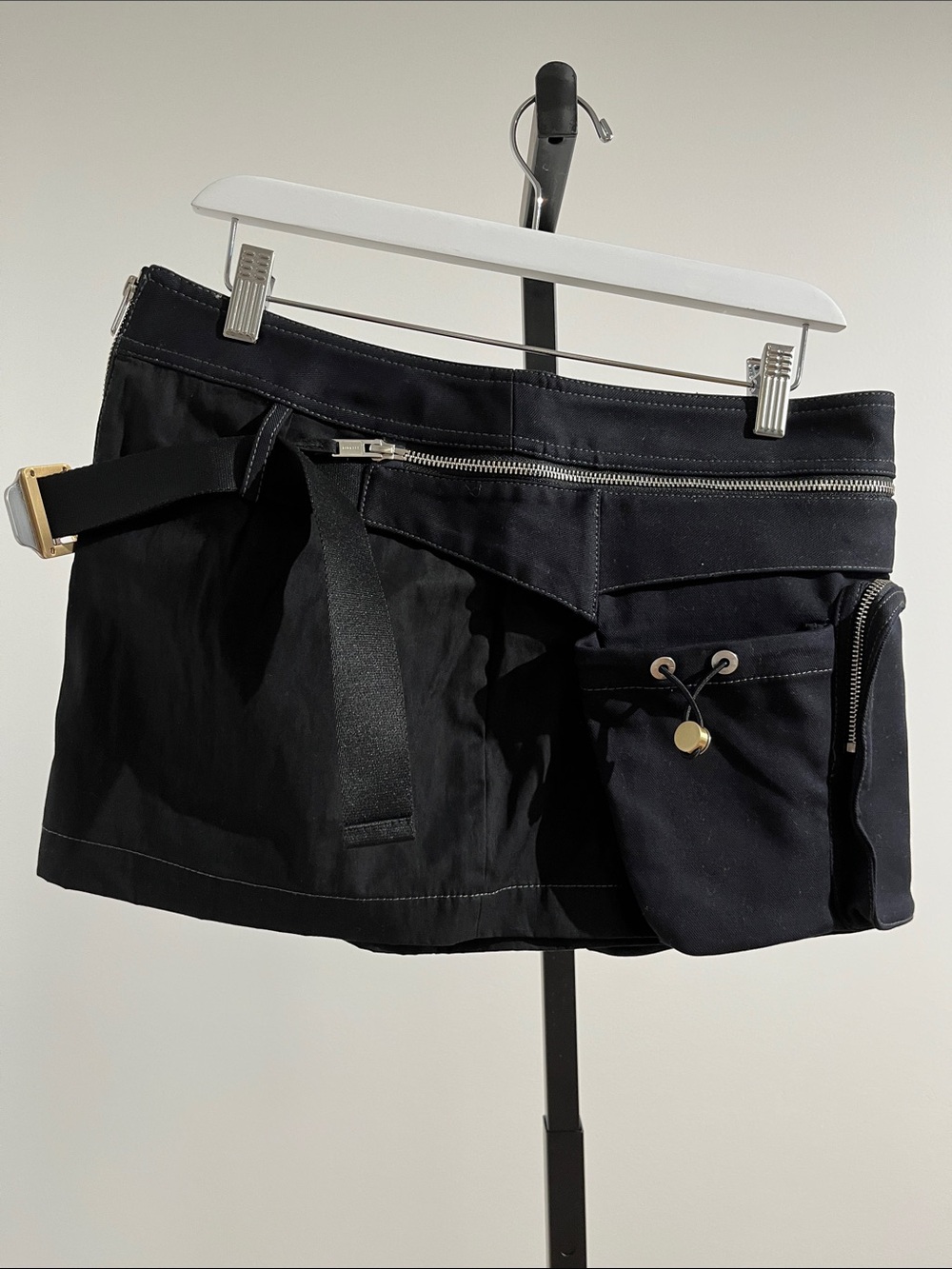 Dion Lee Black Mini Utility Skirt with Pocket and Belt